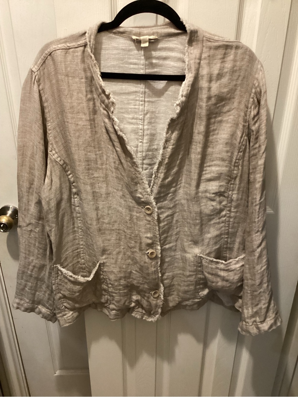 Eileen Fisher Lightweight linen Neutral Button-Front Top in Oatmeal